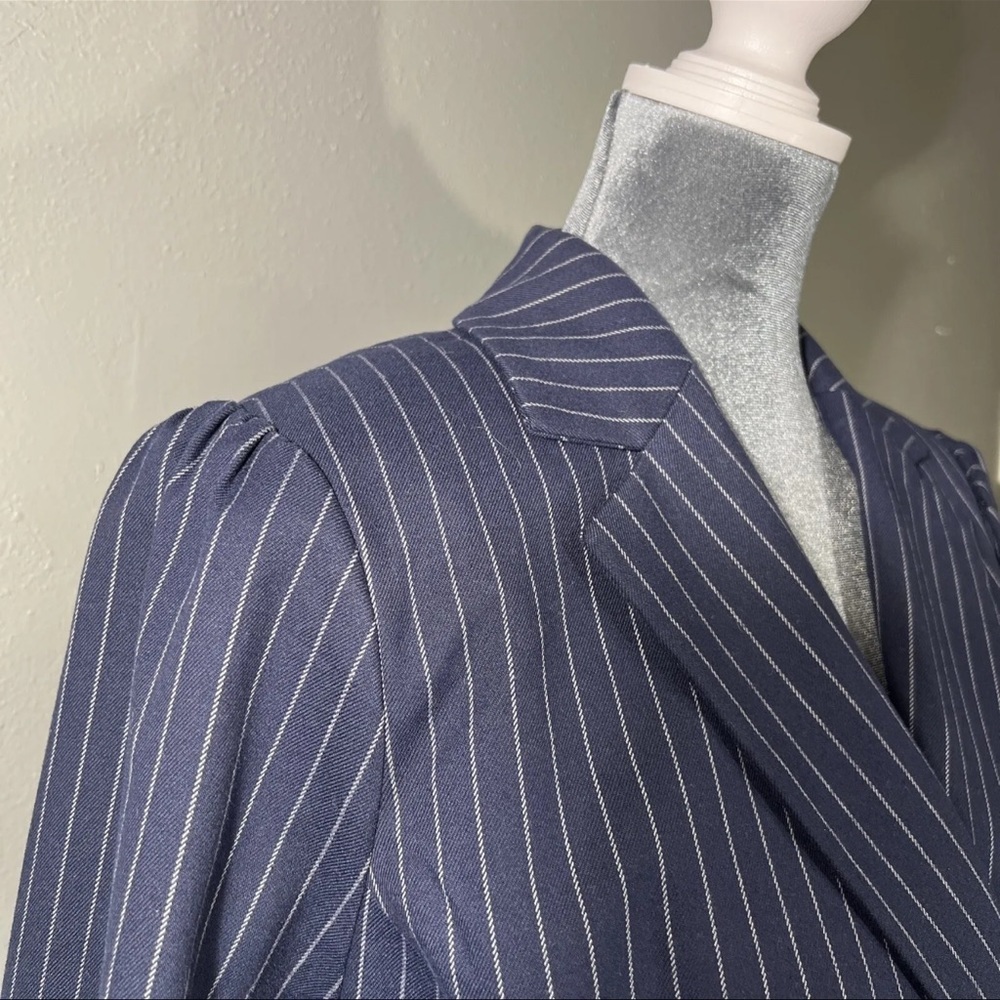 Lane Bryant Belted Blazer Navy Size 14 Classic Suit Coat Jacket Formal Business - Picture 7 of 15